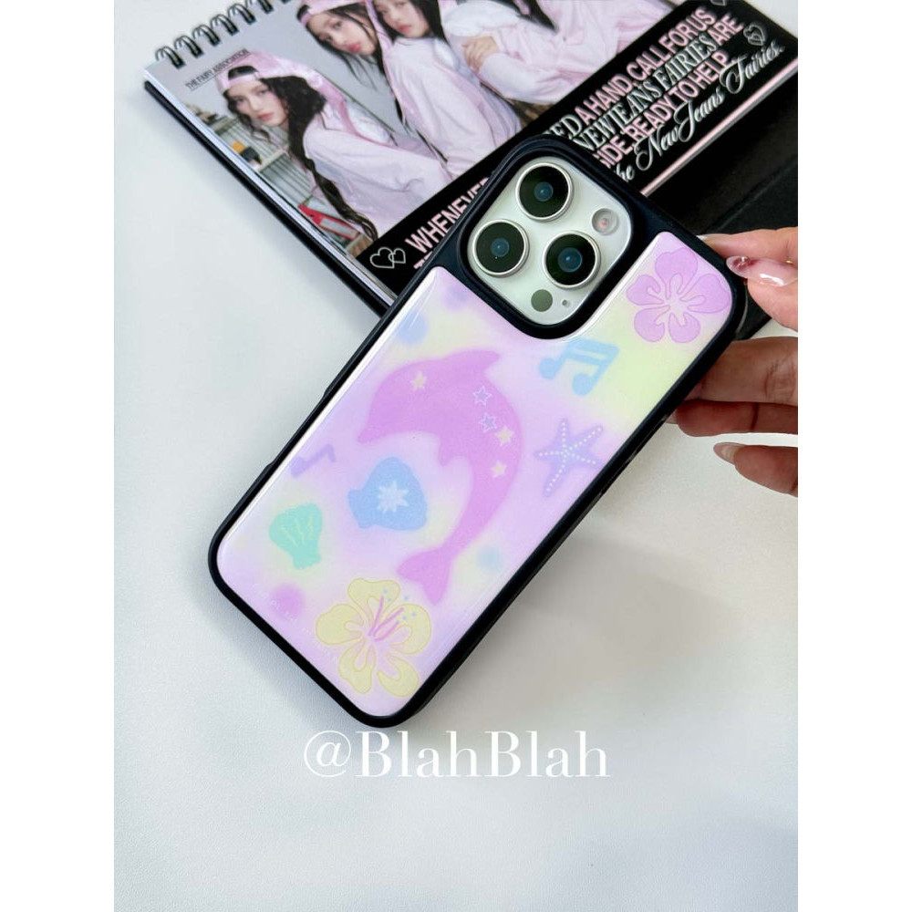 สีชมพู Dolphin เคสโทรศัพท์ Drop-Resistant สําหรับ iPhone 16 Promax 15 Promax 11 12 13 14plus 15plus 16e 16plus 15pro