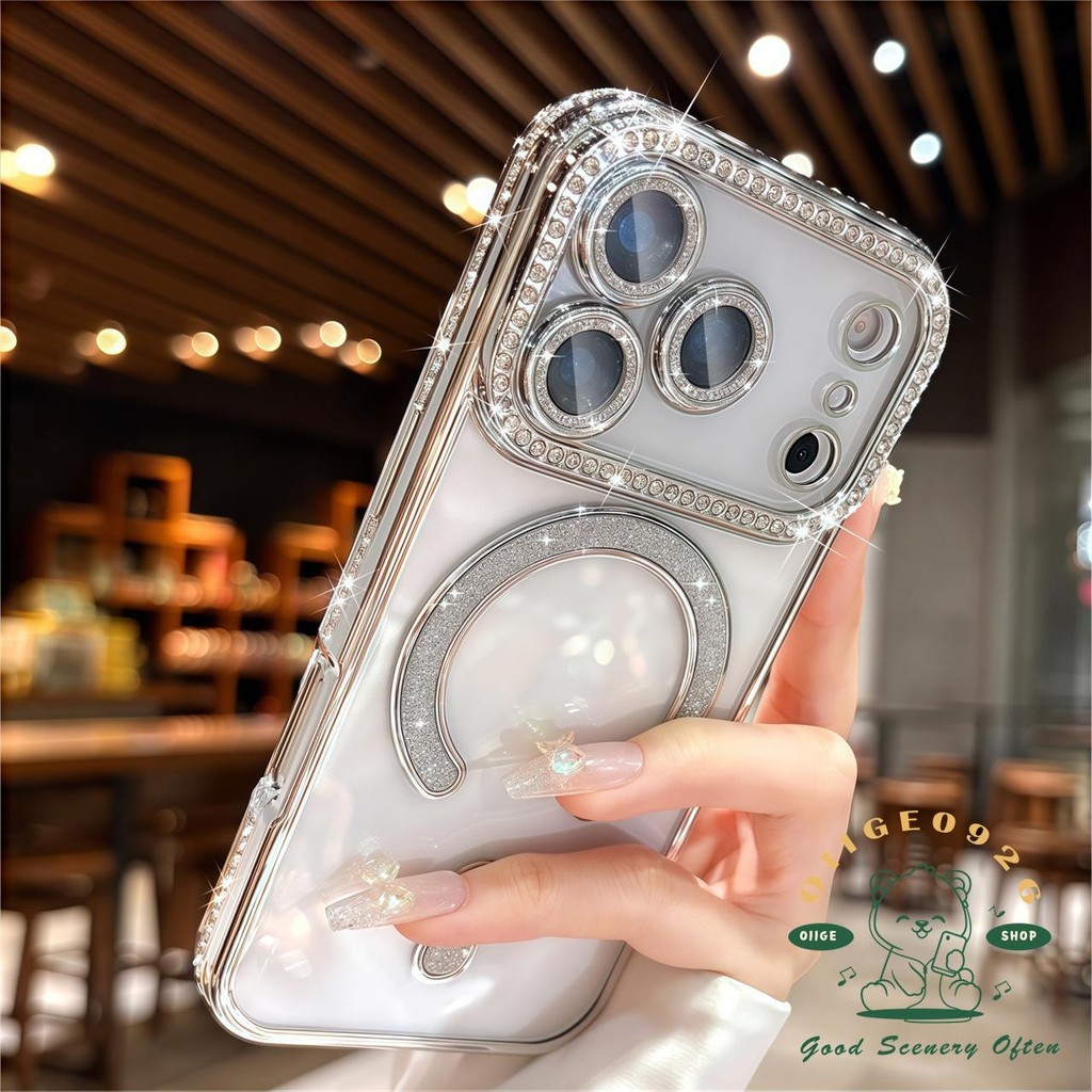 เคส iPhone17 สีส้ม ชุบเคสโทรศัพท์แม่เหล็ก iphone17 Pro Max 16 15 14 13 12 11 เคสสําหรับ iPhone เคสซิลิโคนนิ่ม TPU กันกระแทก - รูปที่ 3