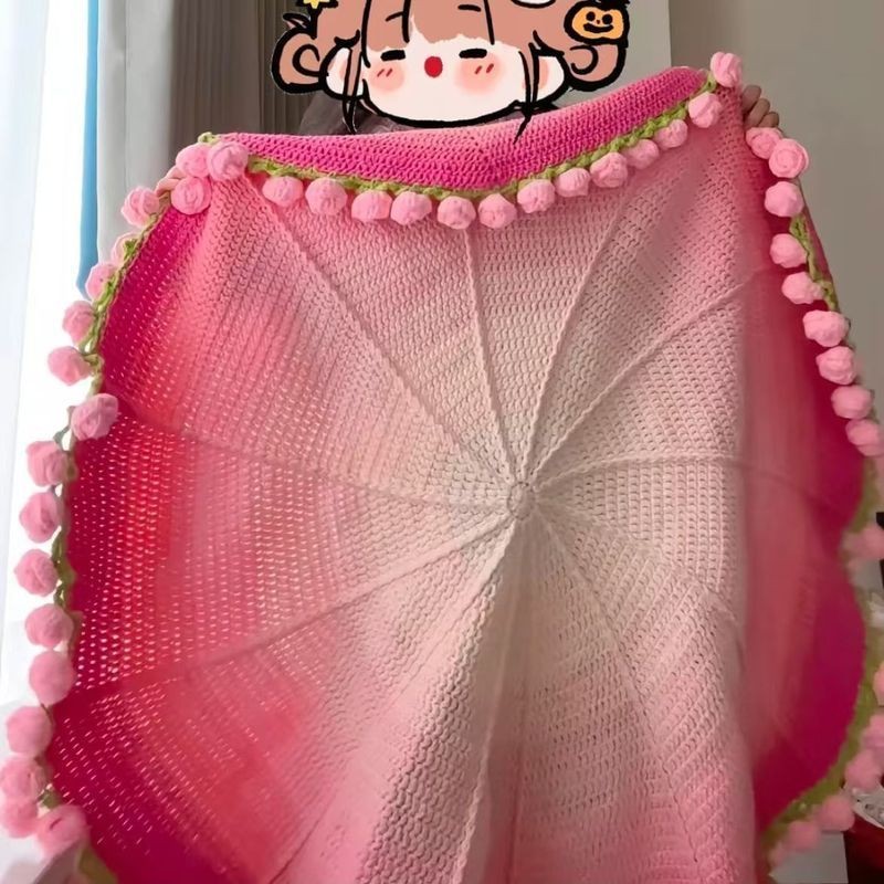 渐变粉色玫瑰毯子A花束毯子毛线男女朋友手工礼物材料包空调盖毯Gradient Pink Rose Blanket A Bouquet Blanket Wool20250911