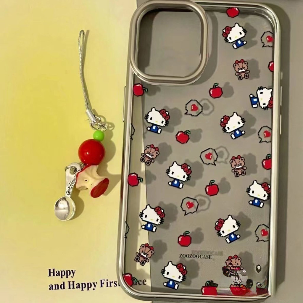 การ์ตูนน่ารัก เฮลโลคิตตี้ แอปเปิ้ลนุ่ม เคสIPhone 11 15 13 14 12 16 11 Pro Max 7Plus XR 7 8 Plus 14Plus X XS MAX SE 2020