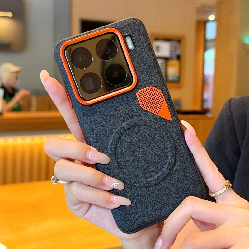 การกระจายความร้อนเคสโทรศัพท์แม่เหล็กสําหรับ XIAOMI 15 14 Pro 15S Pro เลนส์โลหะหนังธรรมดาเคสป้องกันการตก ปุ่มอิสระที่ละเอียดอ่อนฝาครอบป้องกัน