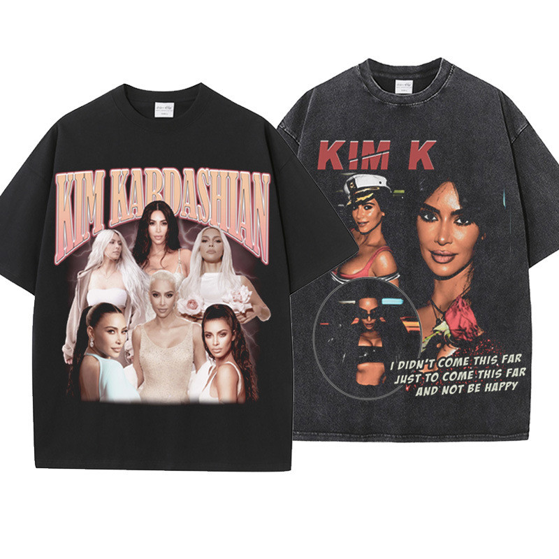 เสื้อยืดพิมพ์ Kim Kardashian แขนสั้น ไซส์เล็ก พร้อมบริการส่งของcod