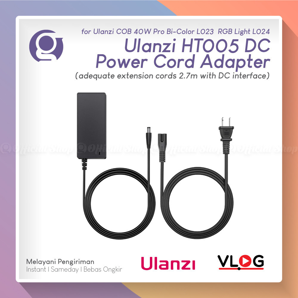 ULANZI HT005 อะแดปเตอร์ DC สําหรับ L024 L023 RGB Light 40W อะแดปเตอร์สายไฟไฟฟ้าสําหรับ Bi-Color PRO 