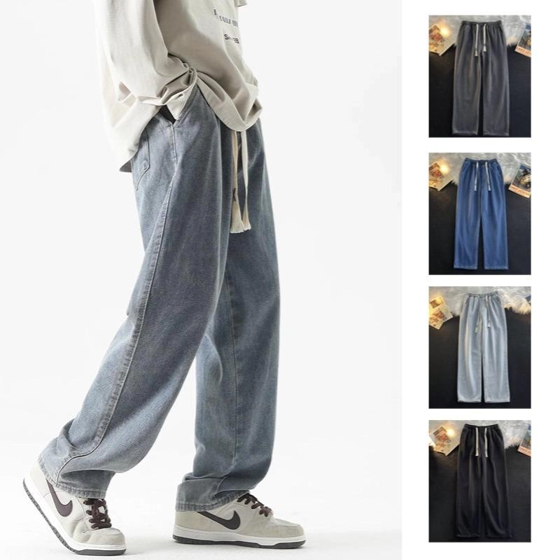 Jeans 5080 กางเกงยีนส์ขายาวชาย เอวยืด มีเชือกรูด ทรงหลวม Man Clothing ผู้ชาย
