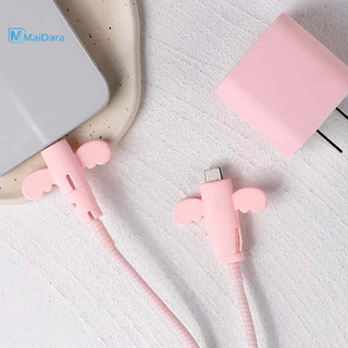 1pc ฝาครอบป้องกันสายเคเบิลข้อมูลเคสซิลิโคนอ่อนนุ่มป้องกันการแตกหักของสายชาร์จ เคสป้องกัน Little Angel DataCableProtector