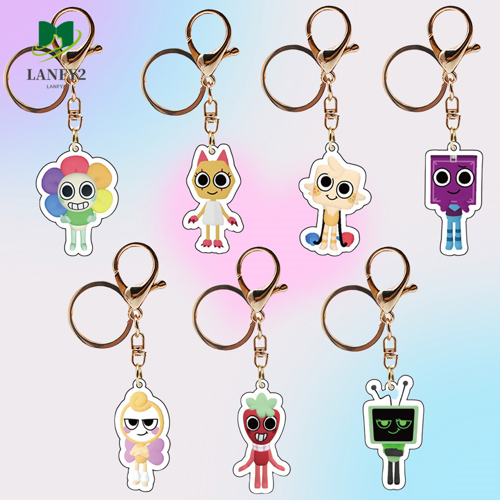 ALANFY เกมพวงกุญแจโลกของ Dandy, Scraps Pebble Dandys World จี้, Vee การ์ตูนอะคริลิคตลก Goob Cosmo พว