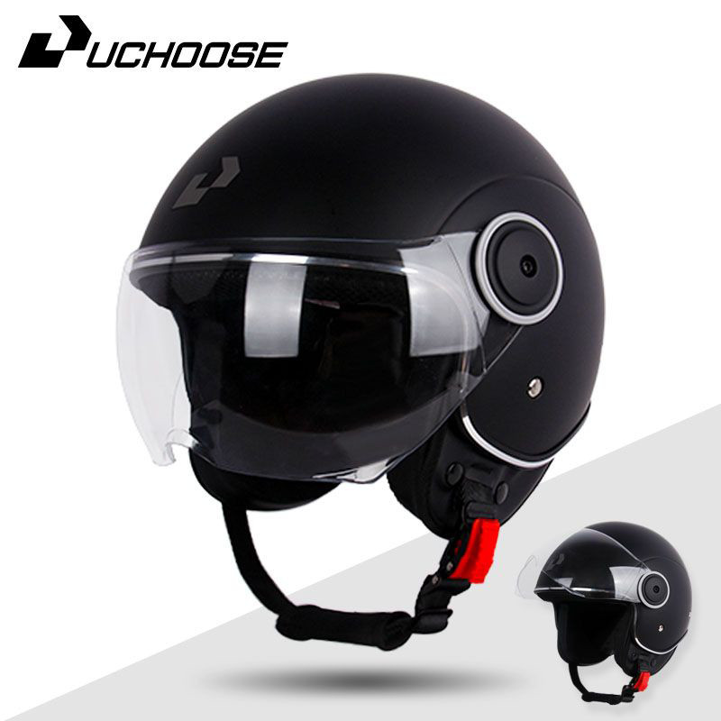 UCHOOSE รถจักรยานยนต์ Simple Cool หมวกกันน็อคสีดําหมวกกันน็อครถยนต์ไฟฟ้าขี่ Four Seasons Universal B