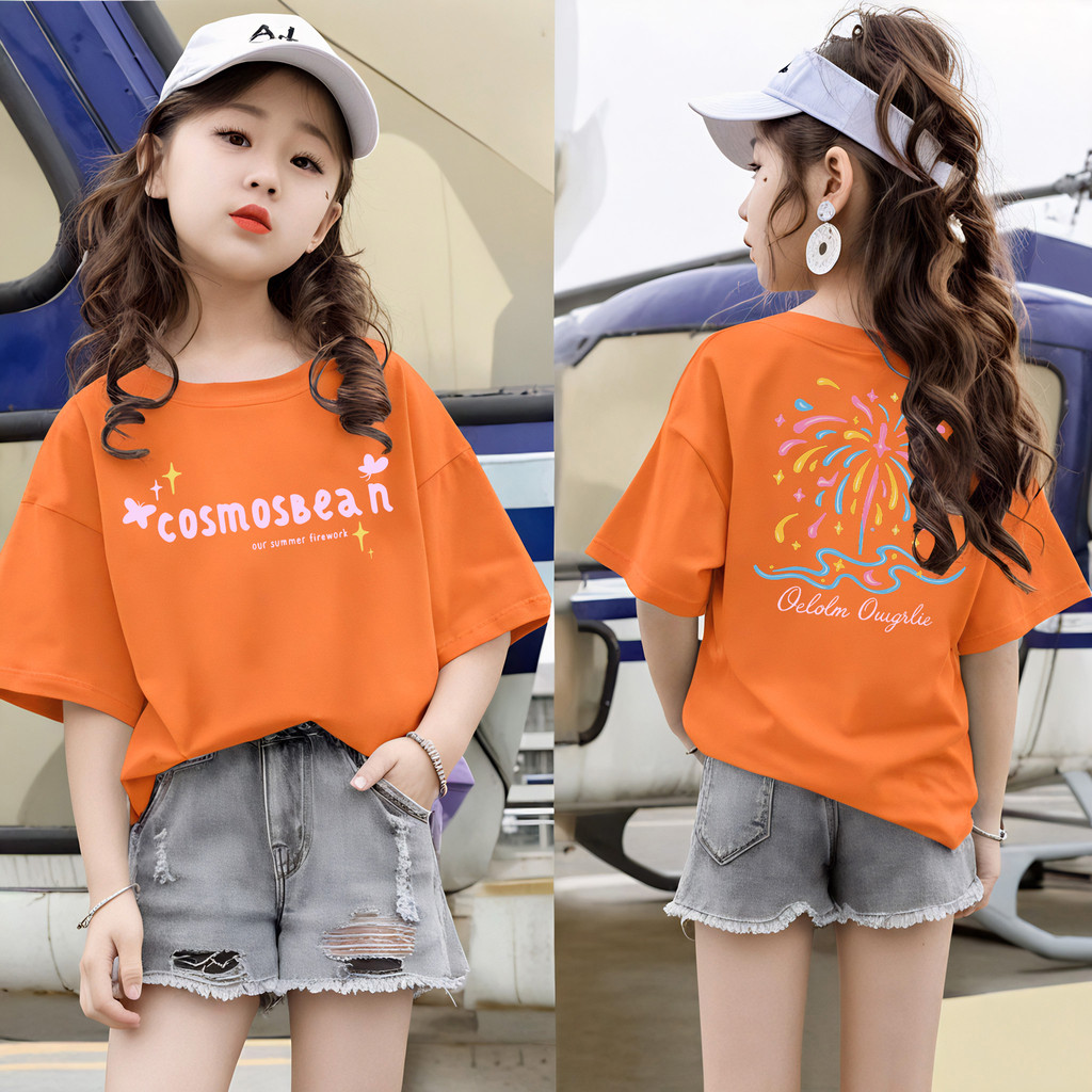Yout-children เสื้อเด็ก เสื้อคอกลม ใส่สบาย cotton ลายพิมพ์แฟชั่น 2-9 ขวบ เด็ก 'COSMOSEBEAN'