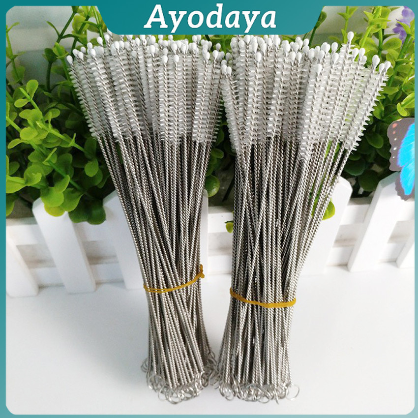 Ayo แปรงล้างหลอดดูด จุกนม ขนไนล่อน ไม่ทำให้เป็นรอย  Stainless steel soft straw straw brush