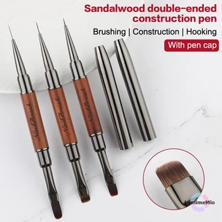 LontimeMio] ไม้จันทน์ Dual End เล็บกาวปากกา UV GEL แปรงเล็บภาพวาด Extension GEL เล็บสายแปรงเครื่องมือใหม่