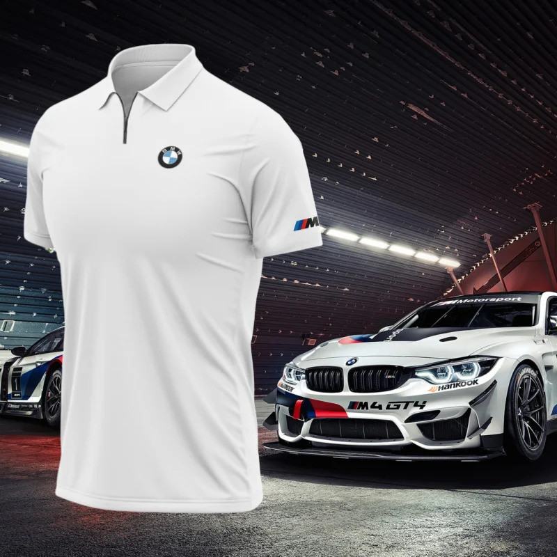 BMW Moto White Classic Quick-Drying POLO Shirt เสื้อยืดผู้ชายผู้หญิงรถจักรยานยนต์ BMW Club แขนสั้นคุณภาพสูง Street Top