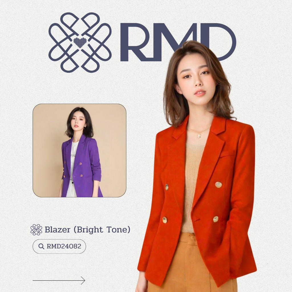 ℝ𝕄𝔻 𝕆𝕟𝕝𝕚𝕟𝕖 𝕊𝕥𝕠𝕣𝕖™ เสื้อเบลเซอร์แขนยาว กระดุมหน้าสีทอง รุ่นสีสันสดใส 12 สี มีฟองน้ำรองบ่า
