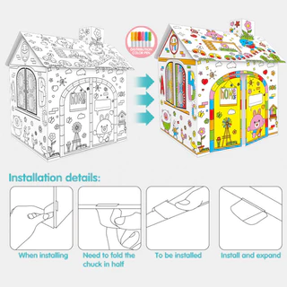 ของเล่นประกอบกราฟฟิตีสามมิติสำหรับเด็ก DIY ปริศนา3มิติบ้านกระดาษเด็กสร้างสรรค์กราฟฟิตีของเล่น