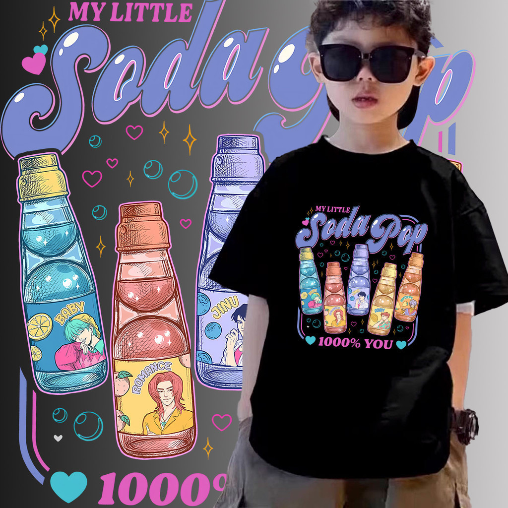 เสื้อยืดลาย Soda Pop Kpop Demon Hunters แขนสั้นสำหรับเด็ก