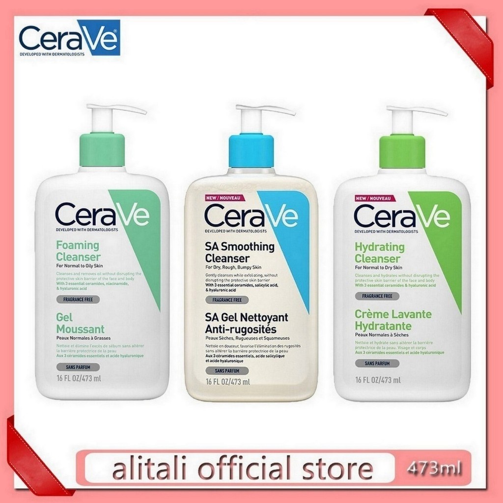 Cerave Foaming/SA Smoothing/ Hydrating Cleanser 236/473ml โฟมล้างหน้า โฟมล้างหน้า โฟมล้างหน้า