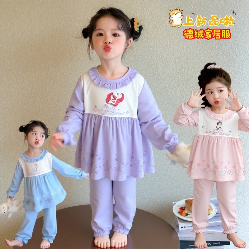 ชุดนอนแขนยาวสำหรับเด็กหญิง สไตล์เจ้าหญิง เหมาะสำหรับฤดูใบไม้ร่วง ไซ즈 90-140