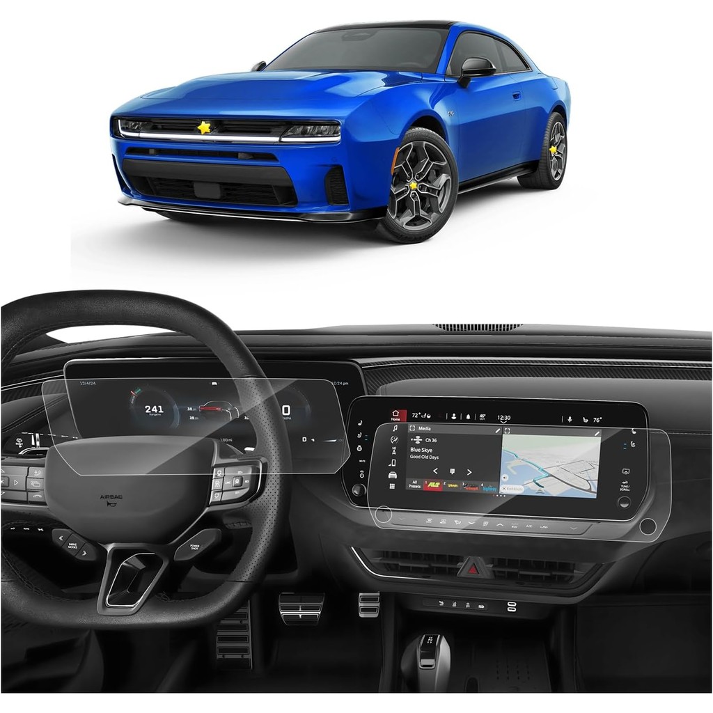 SKTU 4 ชิ้นสําหรับ 2024 2025 2026 Dodge Charger ปกป้องหน้าจอสําหรับ 2024 2025 2026 Dodge Charger Day