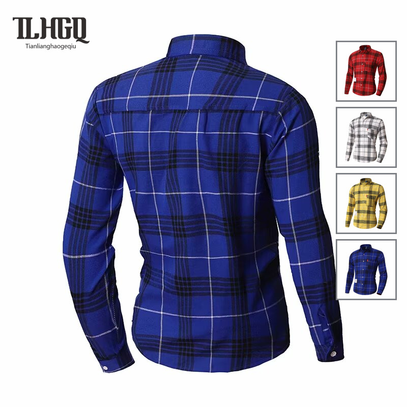 TLHGQ เสื้อเชิ้ตลายสก๊อตสำหรับวัยรุ่น แฟชั่นล่าสุด ออกแบบคลาสสิก ใส่ได้ทั้งทำงานและพักผ่อน