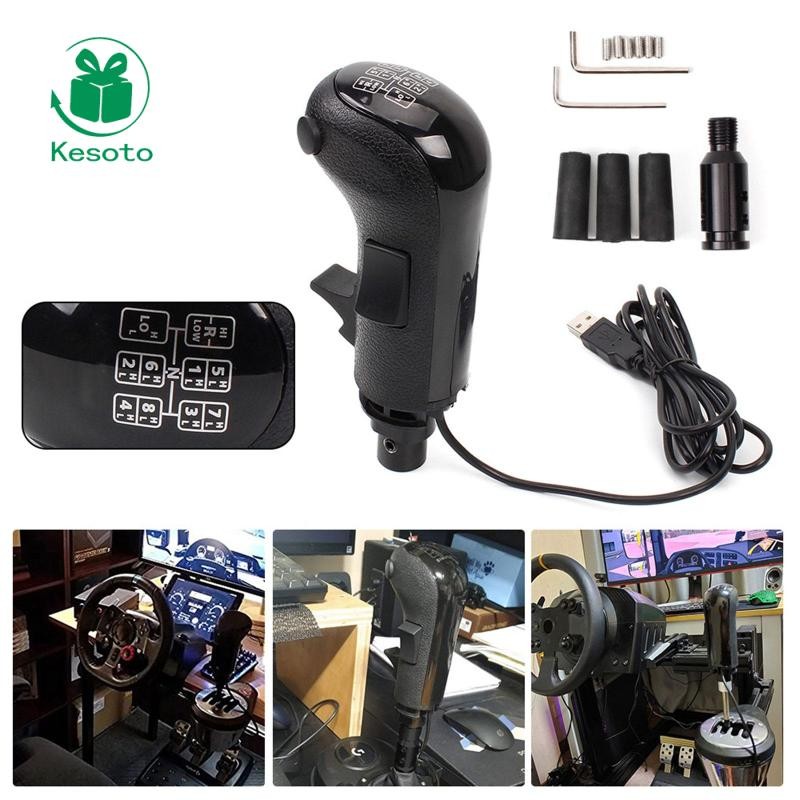 [Ehoyoxa] USB Truck Simulator Shifter Black Replacement 8mm 10mm 12mm Adapter Compaible PC Sim Racin