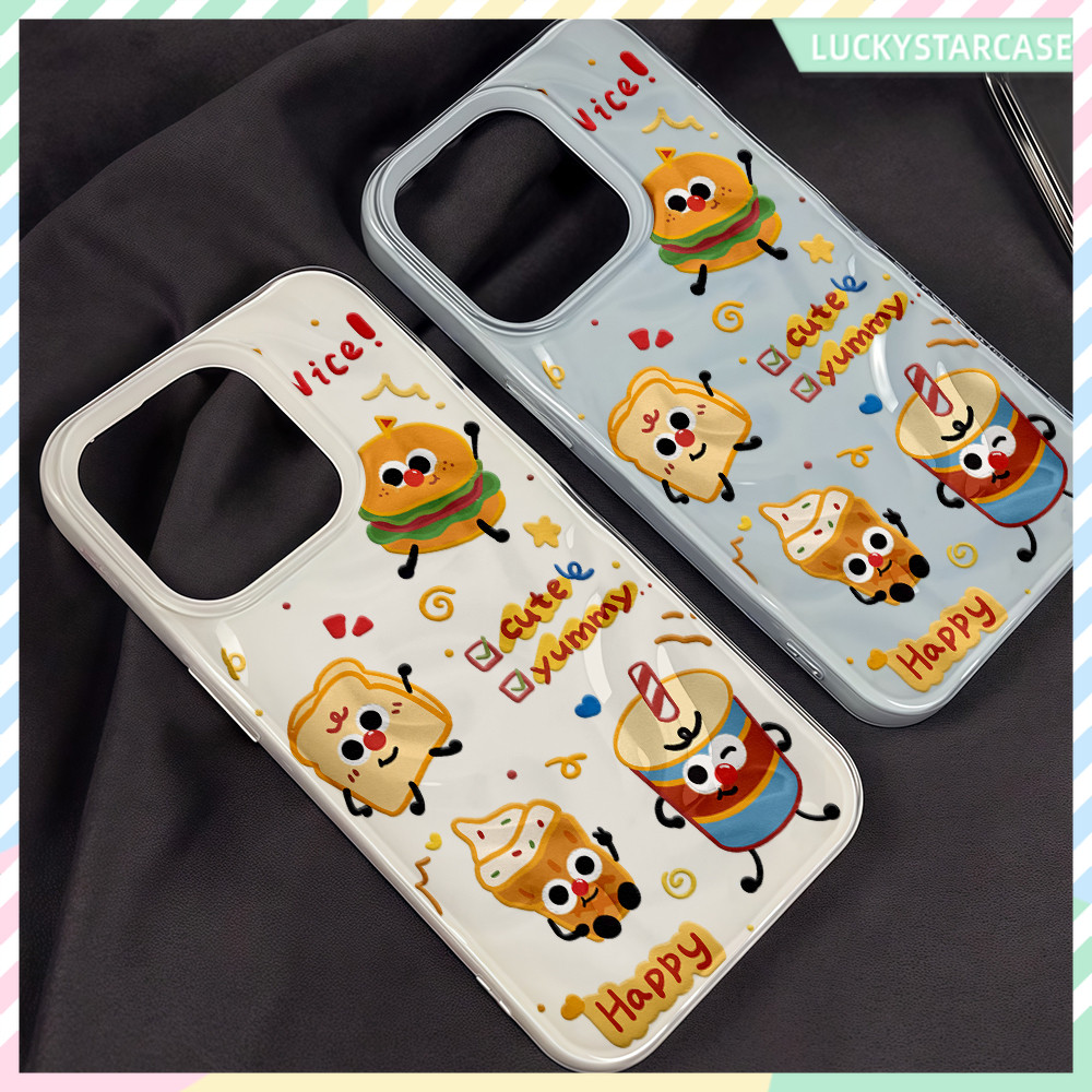 For iPhone 16 15 14 13 12 11 Pro Max X XR XS Max 16 15 14 7 8 Plus เคส สําหรับ เคสไอโฟน13 ลายขนมปังน่ารัก เคสไอโฟนสวยๆ