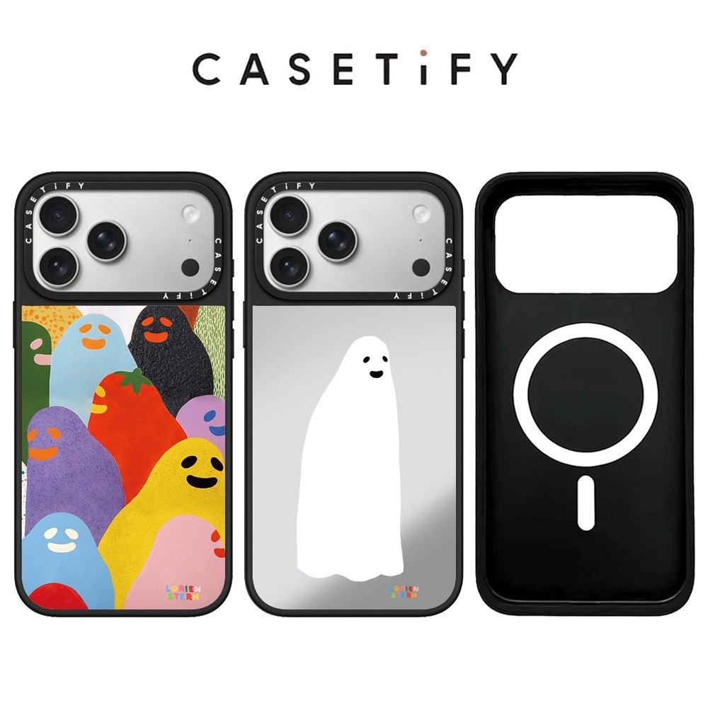 แม่เหล็กที่มีสีสันการ์ตูนผีกระจกกรณีโทรศัพท์สําหรับ ไอโฟน 17 มือโปร สูงสุด 17อากาศ 16 15 14 13 12 11 กันกระแทกป้องกันปลอก