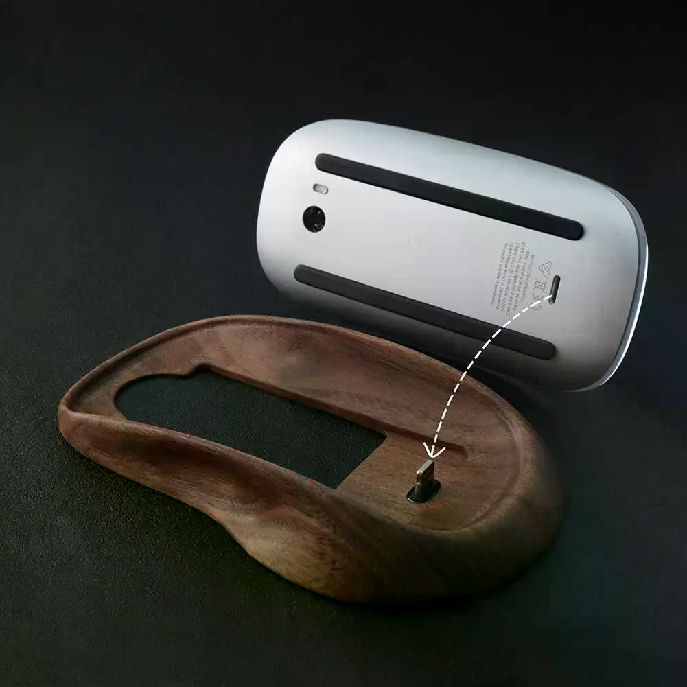 Interface Or Mac Mouse Case Magic Mouse ฐานไม้เนื้อแข็งอุปกรณ์เสริมคอมพิวเตอร์ 2025