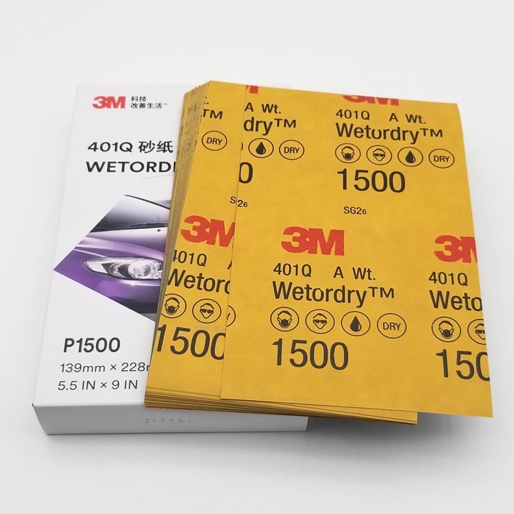 3m401Q กระดาษกาวน้ํารูปแบบซ่อมกระดาษทรายรถยนต์ 1500 ตาข่ายเบอร์ 2000แผ่นทรายขัดขัดสี