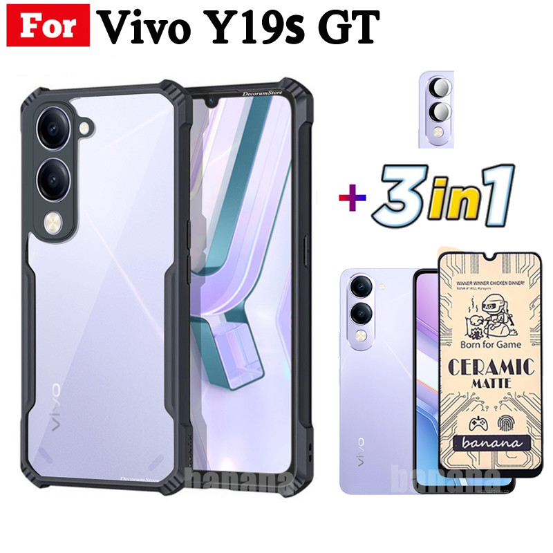 3 in 1 Vivo Y19S GT เคสโทรศัพท์กันกระแทกสําหรับ Vivo Y19S Pro Y19S Y19 5G กระจกนิรภัยป้องกันหน้าจอแล