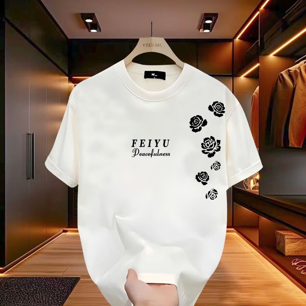 2025 NEW 2025 Men's Short Sleeve T-Shirt Summer Fashion Printed Breathable Versatile Crew Neck Top H