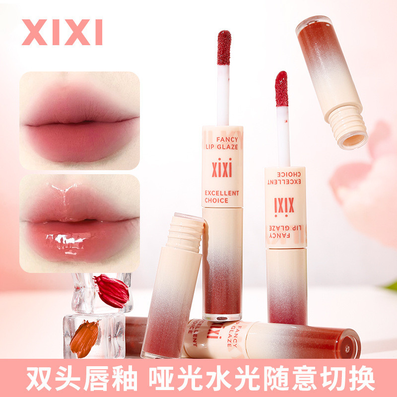 Xixii Tam Yan Song Double-Headed Lip Glaze Mirror Water Gloss ลิปสติกลิปกลอสหญิงไวท์เทนนิ่งไม่ง่ายที