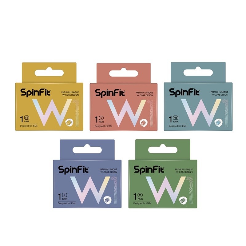 SpinFit W1 ซิลิโคนหูเคล็ดลับ Eartips จดสิทธิบัตร MedicalGrade Double WShaped Tube Core สําหรับหูฟังห