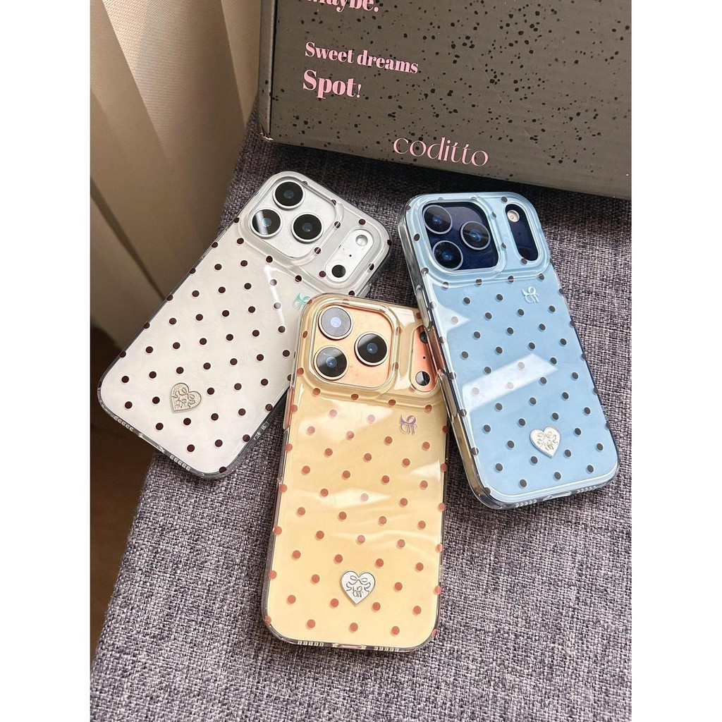 เคสโทรศัพท์ลายจุดแบบเต็มหน้าจอเกาหลีเหมาะสําหรับ iPhone17 16 15 14 13 11 12Promax 11Promax 12Pro 14plus 15Promax