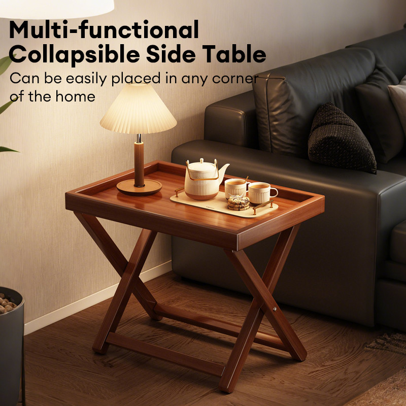 โต๊ะพับปิกนิกกลางแจ้งแบบพกพาโต๊ะน้ําชาไม้เนื้อแข็งครัวเรือนมินิโต๊ะขอบ