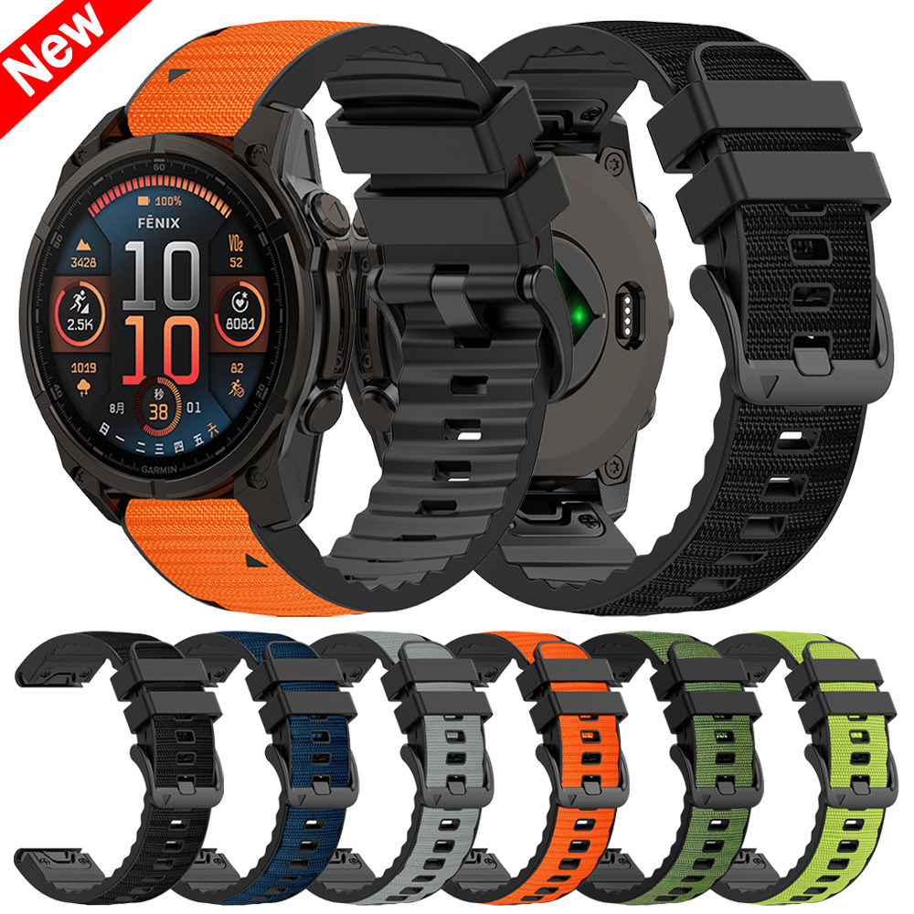 22 มม./26 มม.QuickFit ไนลอน + ซิลิโคนสําหรับ Garmin Fenix 8 Pro E 7 7X Tactix 8 Enduro 3/Epix pro Ge