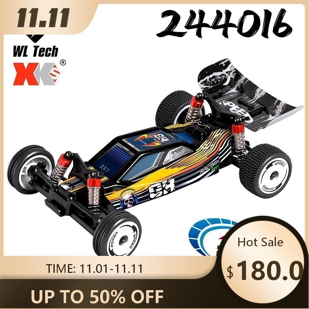 WLToys 1:24 รถแข่ง RC 244016 เด็กของขวัญรถควบคุมระยะไกล 2WD 15-20-25KM/h 50M ระยะทาง 2.4 Ghz รีโมทคอนโทรลไฟฟ้ารุ่นรถสําหรับต่างๆ Terrains