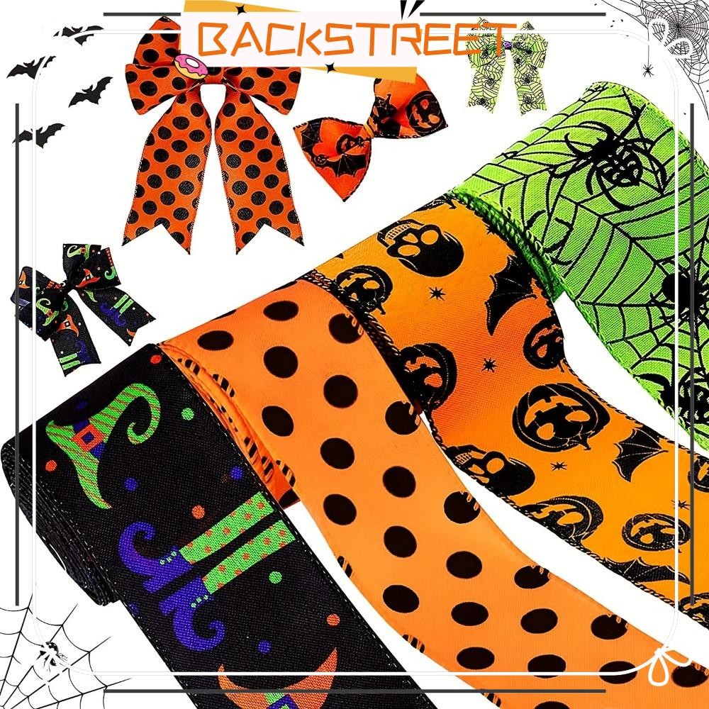 BACKSTAGE 5Yards Ribbon, Pumpkin Dot พิมพ์ DIY เย็บหัตถกรรม,อุปกรณ์ตกแต่งฮาโลวีน Spider 5Yards Handm