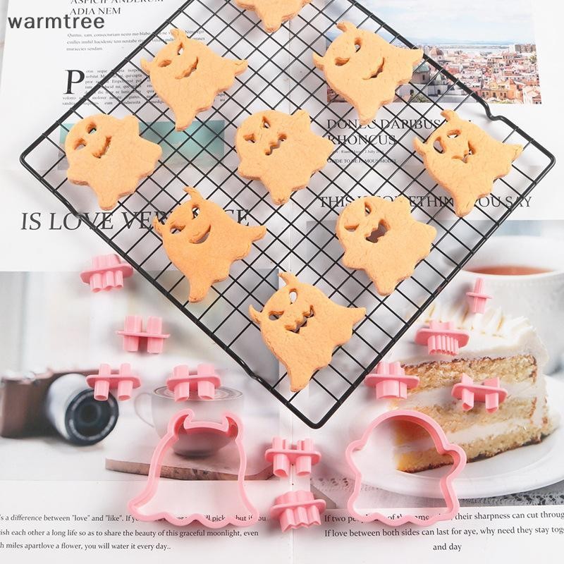Warmtree DIY Ghost Face ฮาโลวีนเครื่องตัดคุกกี้ชุดบิสกิตแม่พิมพ์ Fondant Embosser แสตมป์ปาร์ตี้ฮาโลว