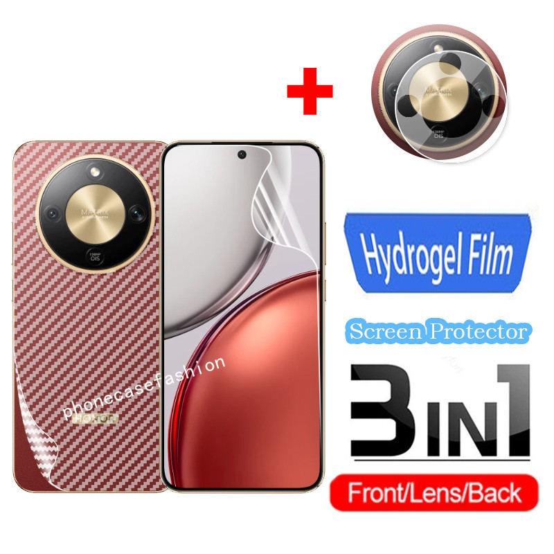 3in1 Non-กระจกนิรภัยฟิล์มสําหรับHonor X70 X9d X9D X9C 4G 5G 2025 ปกหลังHydrogelนุ่มโปร่งใสครอบคลุมป้องกันฟิล์มกล้องกลับเลนส์