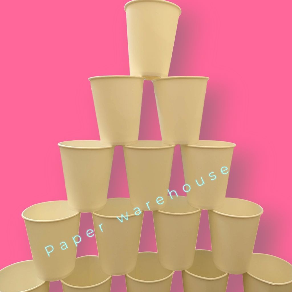 [50 ชิ้น] PLAIN WHITE Paper CUPS 9oz Hot Paper Cup Plain White 9oz คุณภาพดี