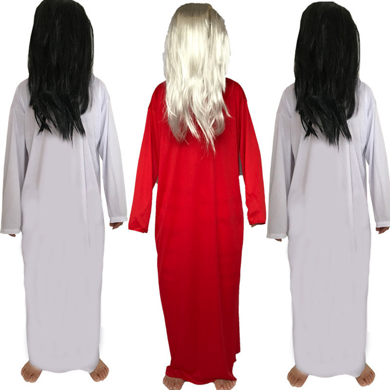 เครื่องแต่งกาย Sadako Halloween สำหรับคอสเพลย์ สีแดงและสีขาบ GZOX
