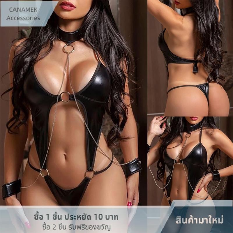 ชุด Catsuit -latex สีดำเซ็กซี่ จาก HuUFANG สำหรับชุดนอนที่น่าตื่นเต้น