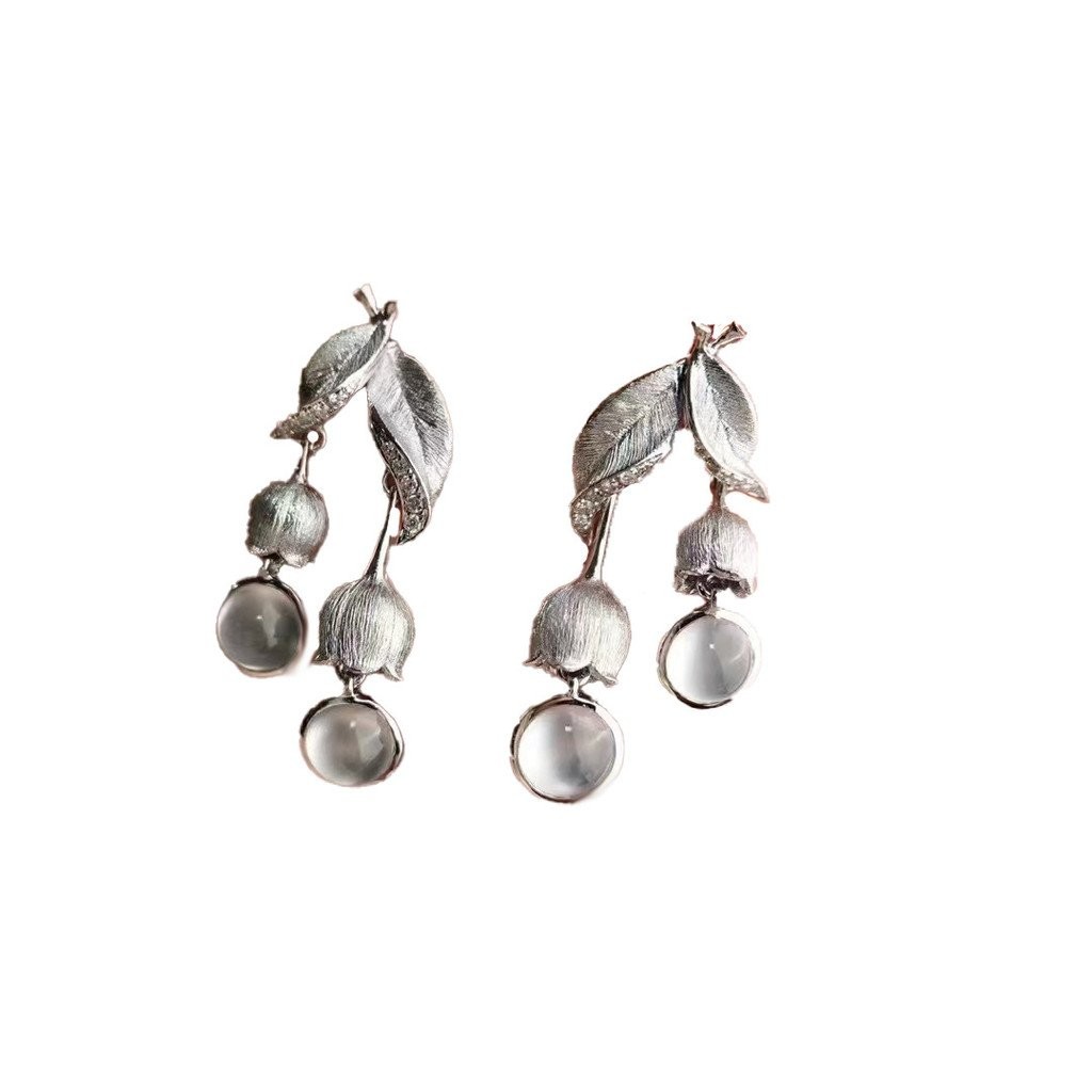 ต่างหูดอกไม้วินเทจจีน เข็มเงิน S925 - รูปที่ 3