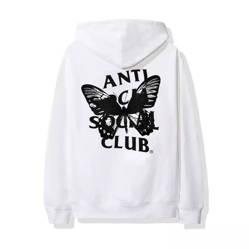 ASC ANTI SOCIAL CLUB เสื้อกันหนาวมีฮู้ด ลวดลายผีเสื้อ ทรงหลวม แฟชั่นใหม่ขายดี