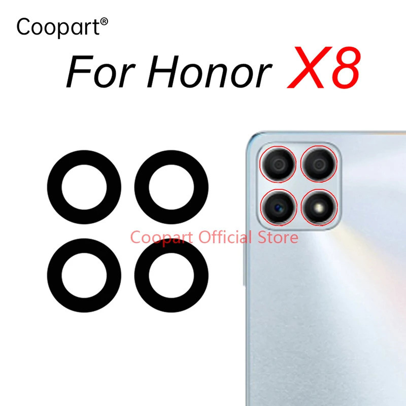 ใหม่ Coopart เลนส์กล้องด้านหลังสําหรับ Honor X8 หลักกล้องแก้วกาวสติกเกอร์เทป TFY-LX1 TFY-LX2 TFY-LX3
