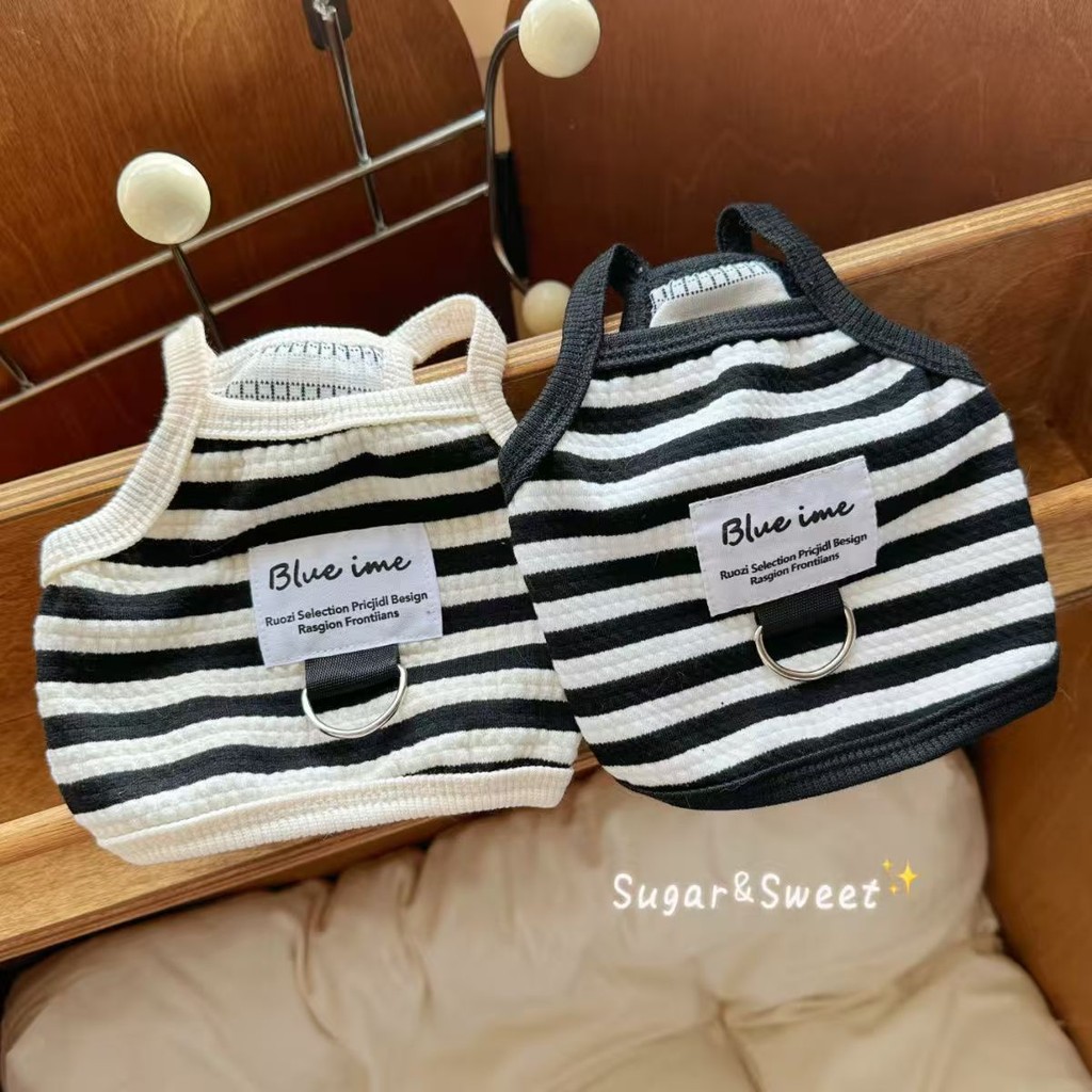 สัตว์เลี้ยงถักลายสลิงสัตว์เลี้ยงสุนัขเสื้อผ้าแมวเสื้อกล้าม Bibear Teddy Pomeranian ลูกสุนัขขนาดเล็กเสื้อผ้าฤดูใบไม้ผลิชุดสุนัข