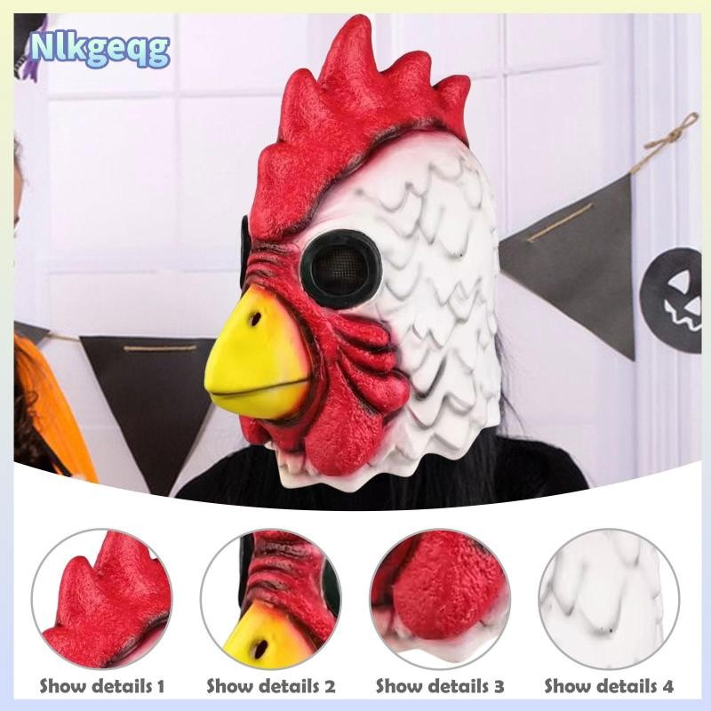 [nlkgeqg] Latex Turkey Head Mask Chicken Costume Accessory for Themed Party Carnival