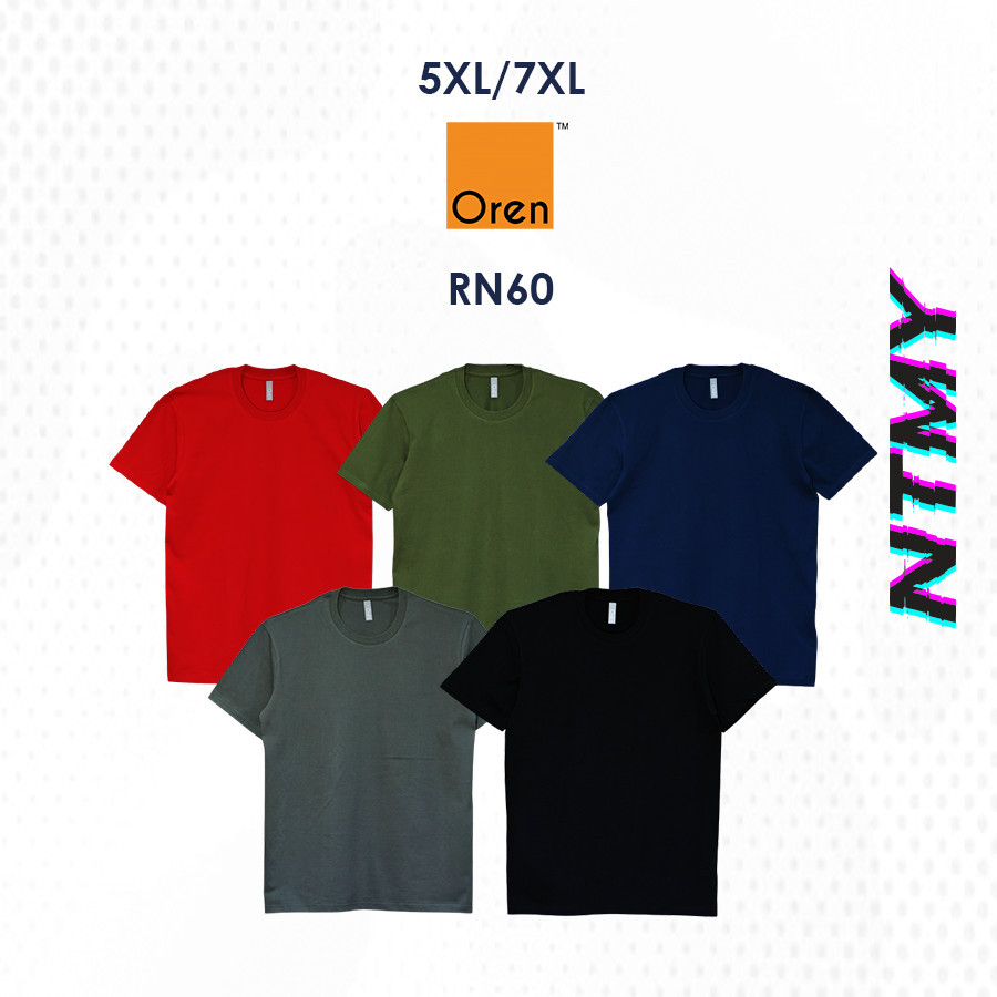 RN60 Oren กีฬาขนาดใหญ่ Unisex คลาสสิก Basic ลูกเรือคอ 100% ผ้าฝ้ายหวี 190gsm/10 สี NTMY 2