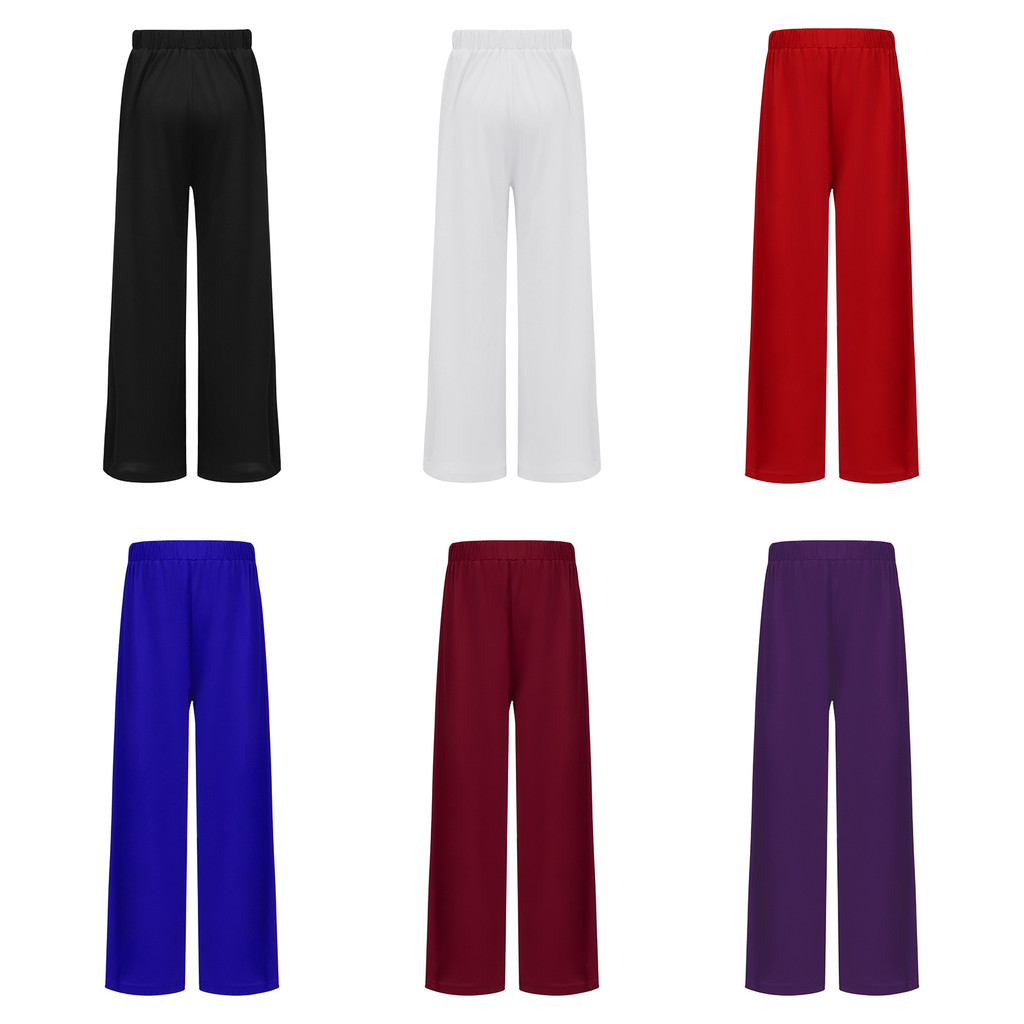 Yeahdor เด็กเด็ก Liturgical สรรเสริญเต้นรํากางเกงเอวยางยืดกว้างขาสีทึบกางเกง Dancewear