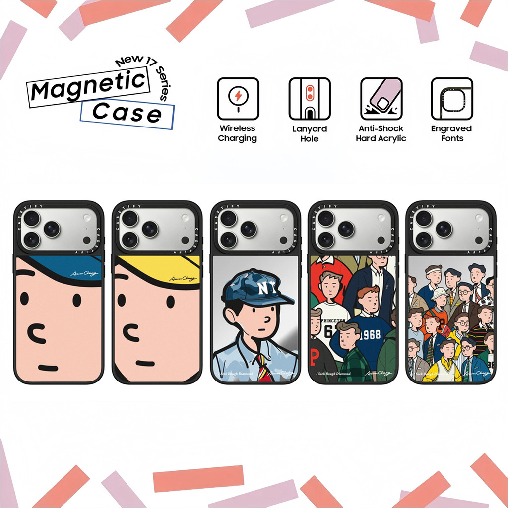 CASETi ภาพประกอบสไตล์อเมริกันเด็กสาวพลาสติกแข็งกระจกอะคริลิสําหรับiPhone 17 16 Air 12 13 14 15 Plus Pro Maxปลอก