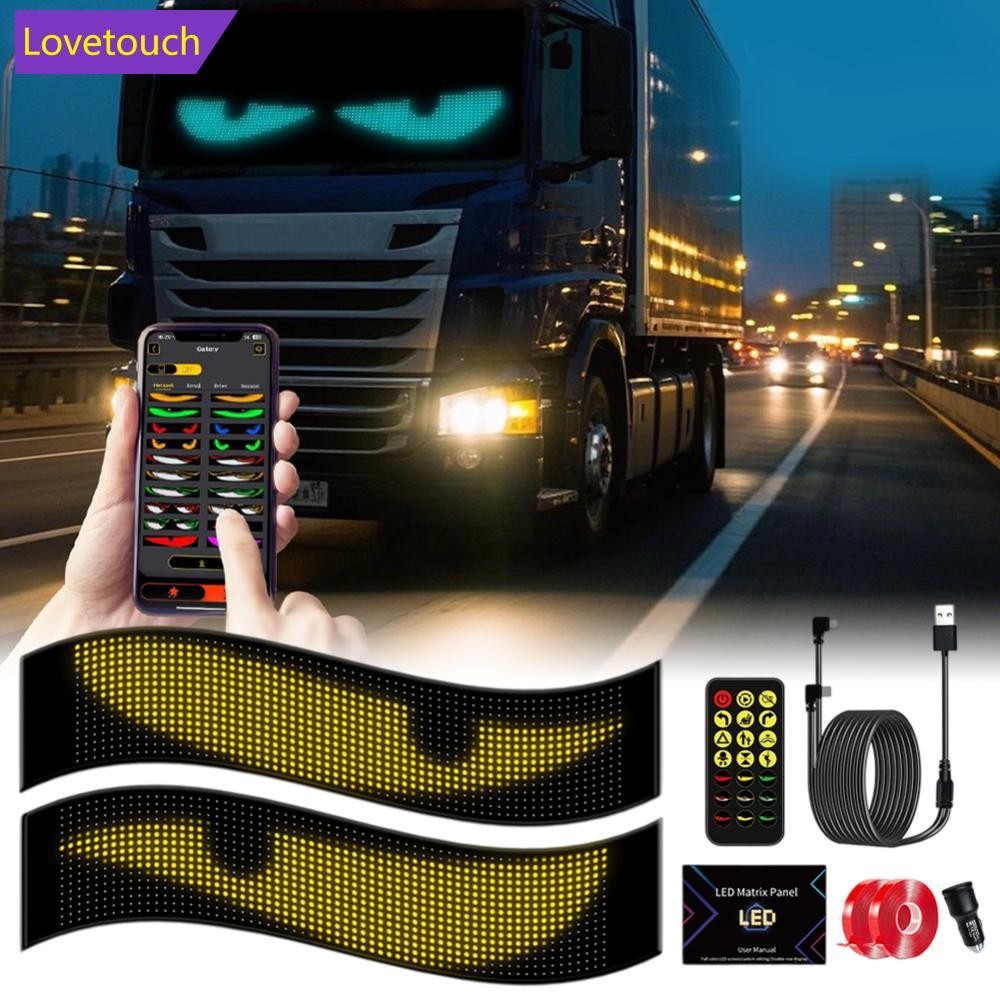 LOVETOUCH 2 ชิ้น Devil Eyes Light บลูทูธ APP ควบคุมกับ Car Charger DIY โปรแกรมยืดหยุ่นจอแสดงผล LED เ